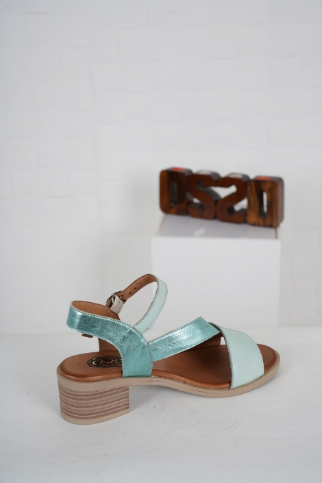 Hakiki Deri Su Yeşili-Metalik Yeşil Kadın Topuklu Sandalet 231126504