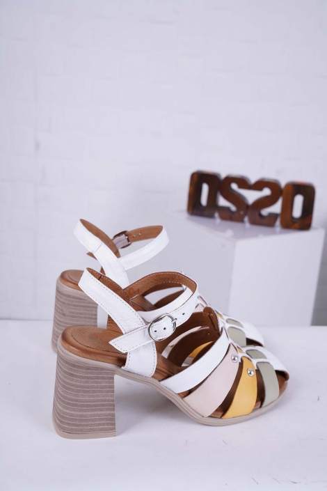 Hakiki Deri Beyaz-Scorpion-Noce-Off White-Beyaz Kadın Yüksek Topuklu Sandalet 241126521