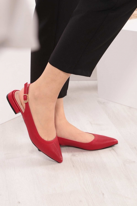 Hakiki Deri Kırmızı Kadın Burun Kapalı Sandalet 211127510