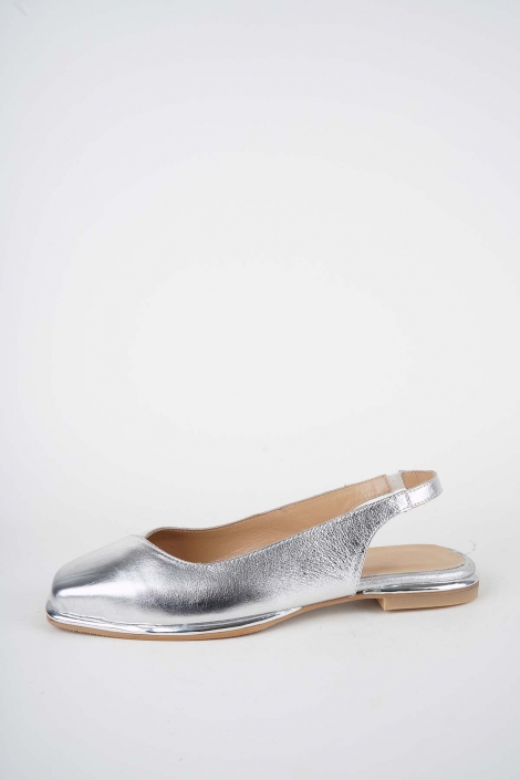 Hakiki Deri Gümüş Kadın Düz Sandalet 251135501