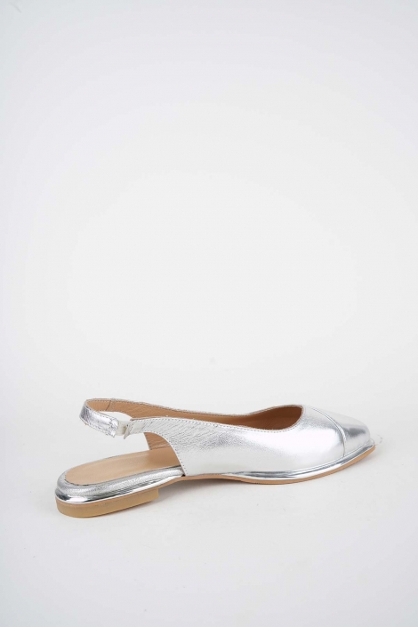 Hakiki Deri Gümüş Kadın Düz Sandalet 251135501