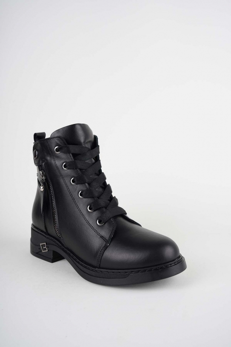 Hakiki Deri Kürklü Siyah Kadın Casual Bot 252136211