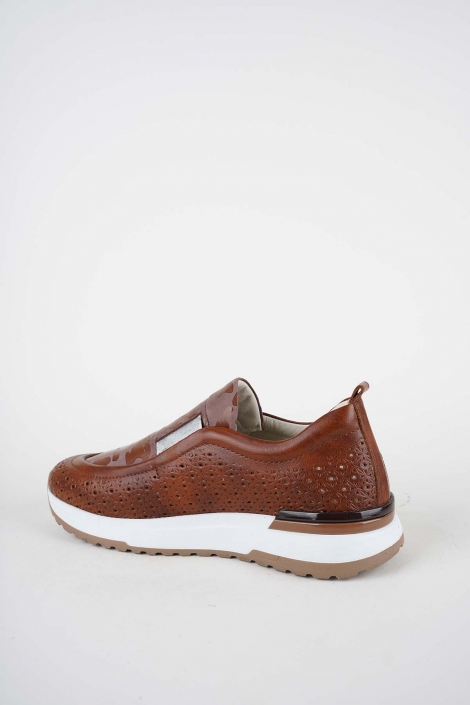 Hakiki Deri Taba Fırça Baskılı-Garni Kadın Casual Ayakkabı 261136101