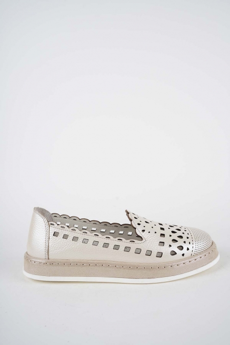 Hakiki Deri Bej Sedef Kadın Casual Ayakkabı 261136102