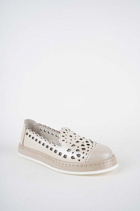 Hakiki Deri Bej Sedef Kadın Casual Ayakkabı 261136102