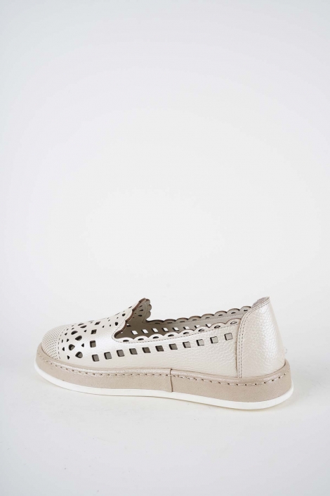 Hakiki Deri Bej Sedef Kadın Casual Ayakkabı 261136102