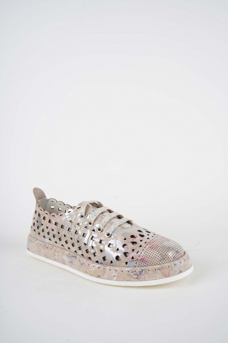 Hakiki Deri Bej Çiçek Kadın Casual Ayakkabı 261136104