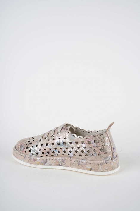 Hakiki Deri Bej Çiçek Kadın Casual Ayakkabı 261136104