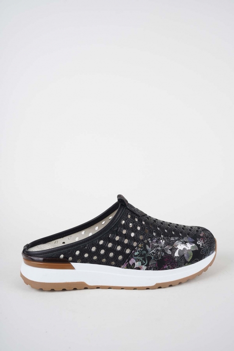 Hakiki Deri Siyah-Siyah Baskılı Kadın Casual Sabo 261136701