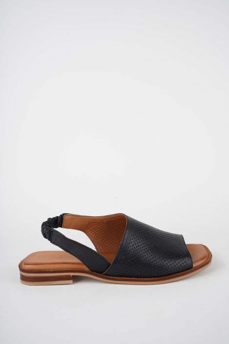 Hakiki Deri Siyah Kadın Düz Sandalet 261141501