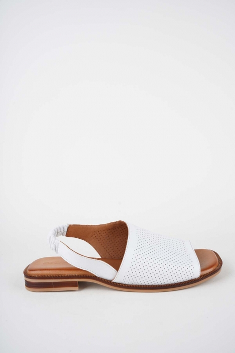 Hakiki Deri Beyaz Kadın Düz Sandalet 261141501