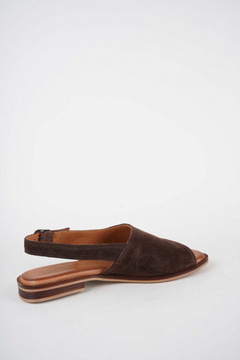 Hakiki Deri Kahve Süet Kadın Düz Sandalet 261141503