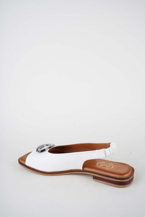 Hakiki Deri Beyaz Kadın Düz Sandalet 261141503