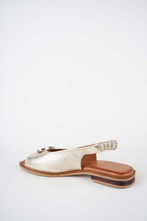 Hakiki Deri Altın Kadın Düz Sandalet 261141505