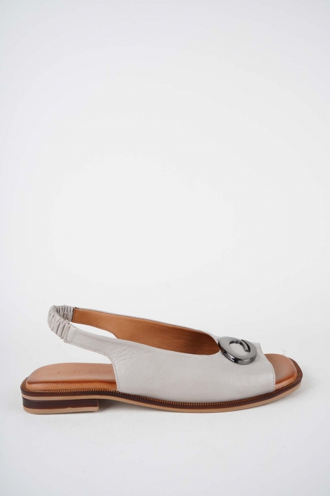 Hakiki Deri Silver Grey Kadın Düz Sandalet 261141505