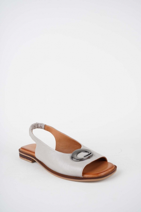 Hakiki Deri Silver Grey Kadın Düz Sandalet 261141505