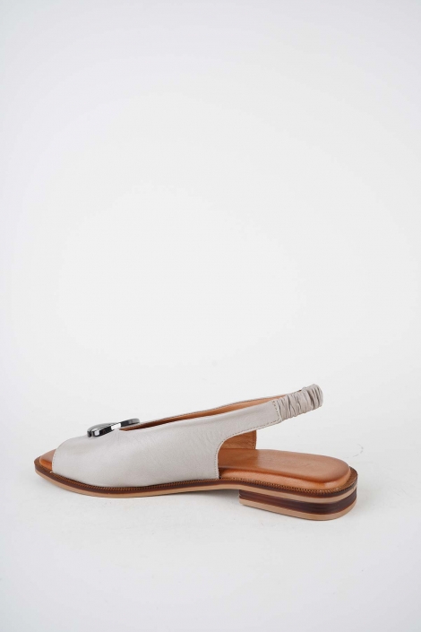 Hakiki Deri Silver Grey Kadın Düz Sandalet 261141505