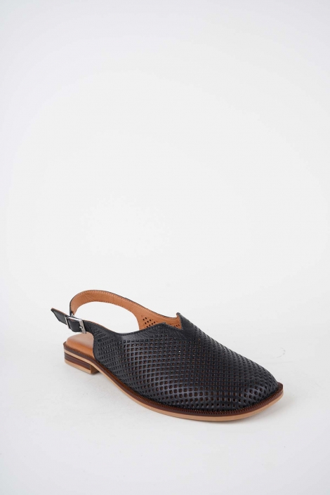 Hakiki Deri Siyah Kadın Burun Kapalı Sandalet 261141506