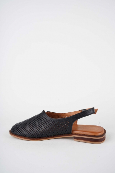 Hakiki Deri Siyah Kadın Burun Kapalı Sandalet 261141506