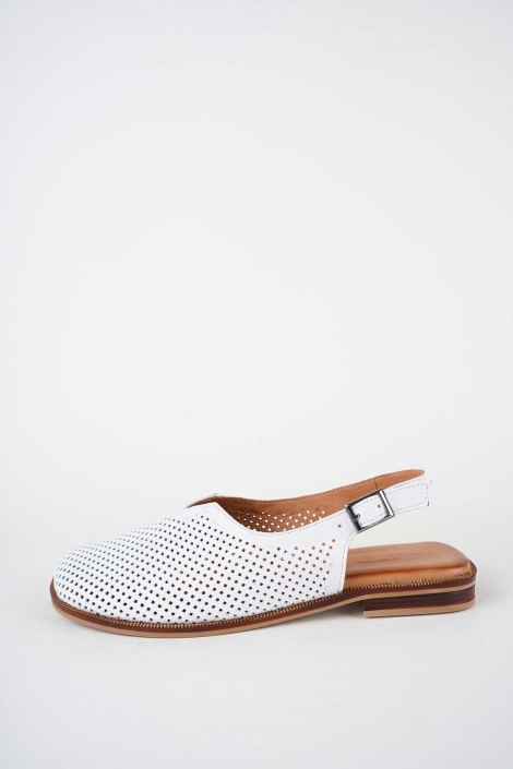 Hakiki Deri Beyaz Kadın Burun Kapalı Sandalet 261141506