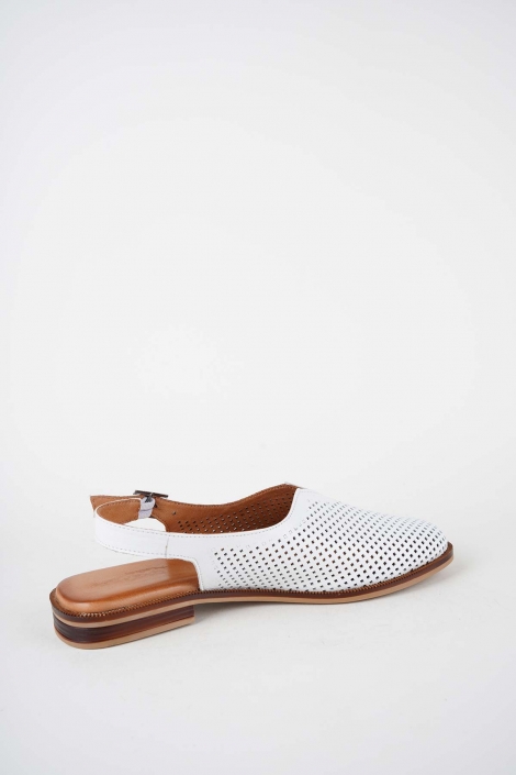 Hakiki Deri Beyaz Kadın Burun Kapalı Sandalet 261141506