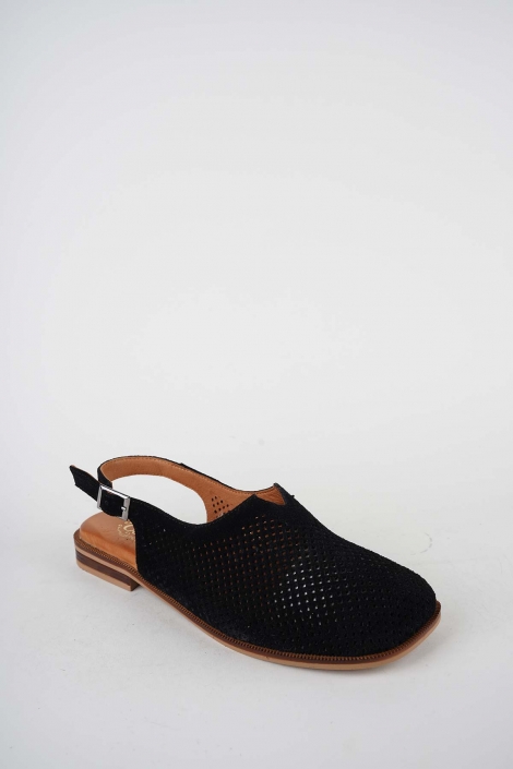 Hakiki Deri Siyah Süet Kadın Burun Kapalı Sandalet 261141506