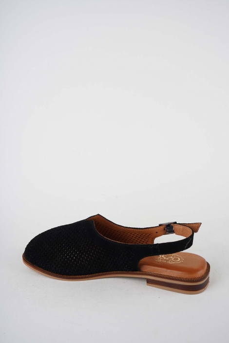 Hakiki Deri Siyah Süet Kadın Burun Kapalı Sandalet 261141506