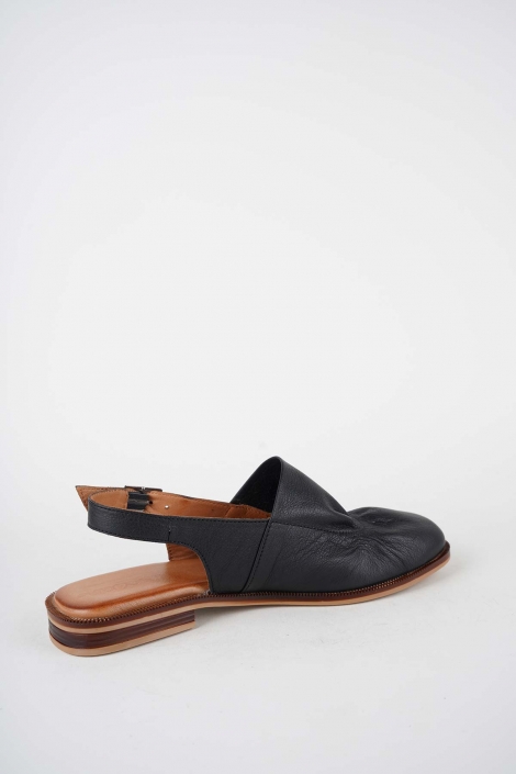 Hakiki Deri Siyah Kadın Burun Kapalı Sandalet 261141507