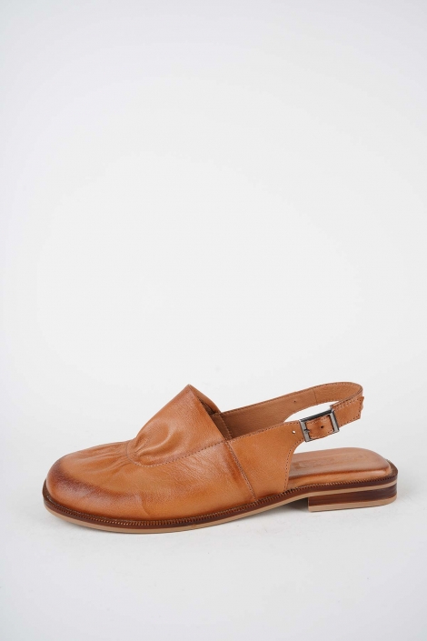 Hakiki Deri Taba Kadın Burun Kapalı Sandalet 261141507