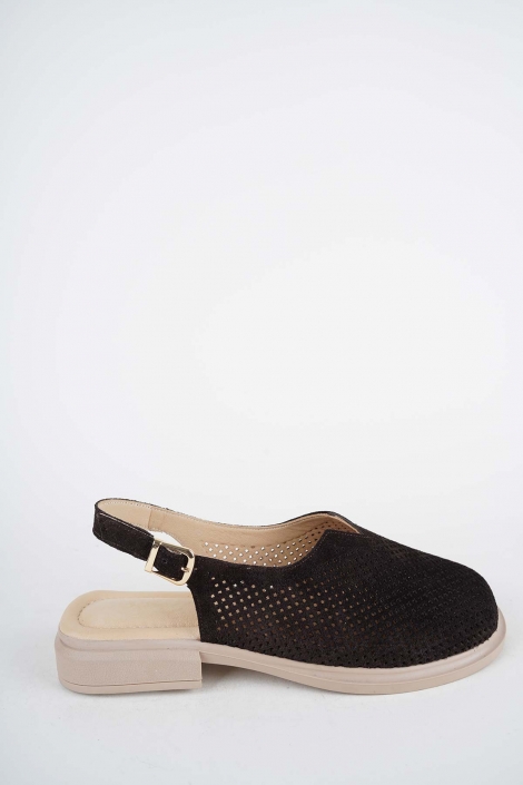 Hakiki Deri Kahve Süet Kadın Burun Kapalı Sandalet 261141508