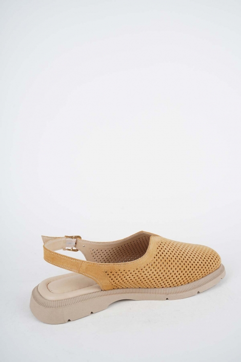 Hakiki Deri Sarı Süet Kadın Burun Kapalı Sandalet 261141509