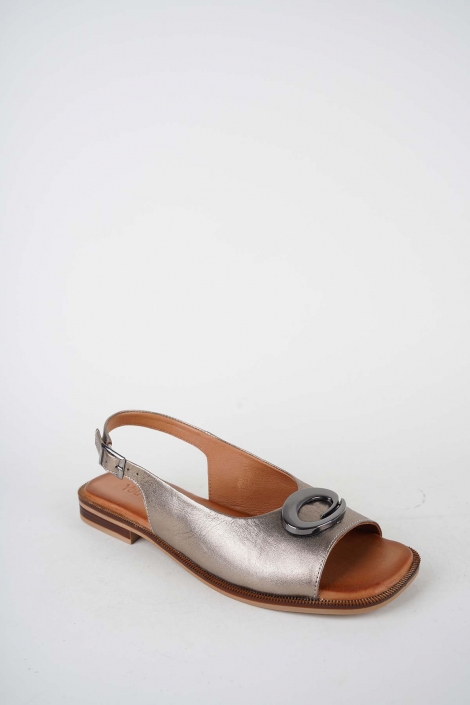 Hakiki Deri Titanyum Kadın Düz Sandalet 261141511