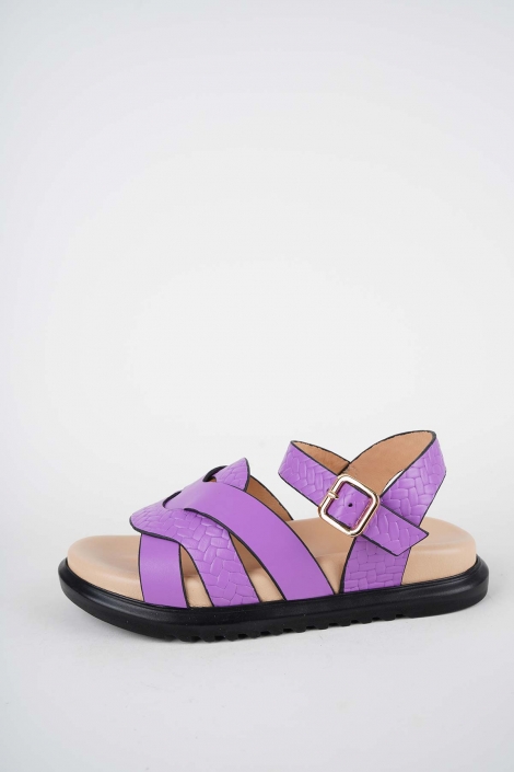 Hakiki Deri Lila Kadın Düz Sandalet 261162501