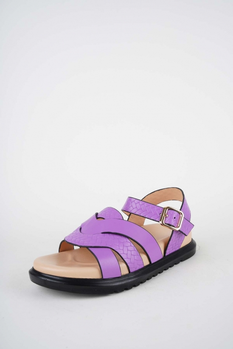 Hakiki Deri Lila Kadın Düz Sandalet 261162501