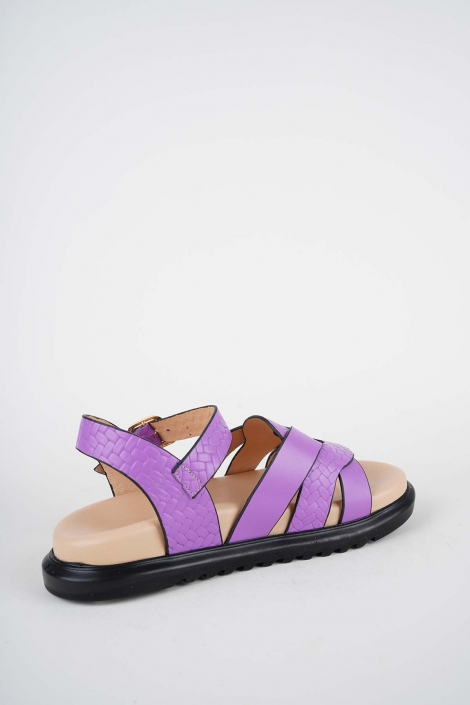 Hakiki Deri Lila Kadın Düz Sandalet 261162501