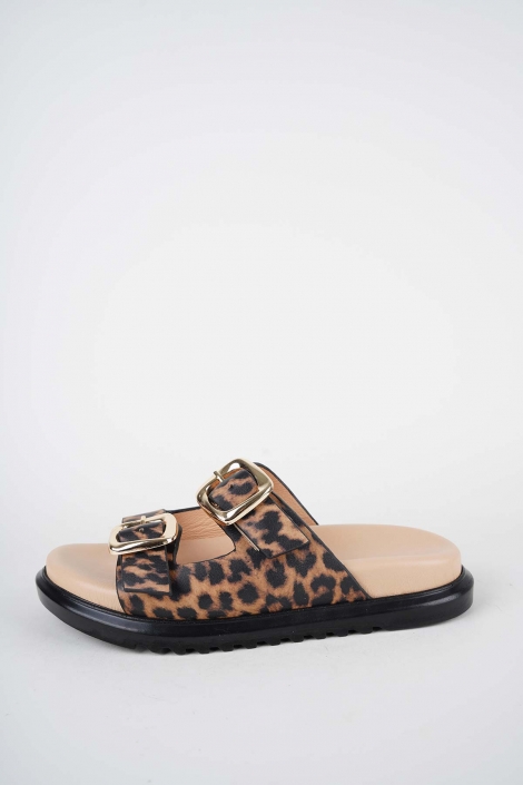 Hakiki Deri Leopar Kadın Düz Terlik 261162605