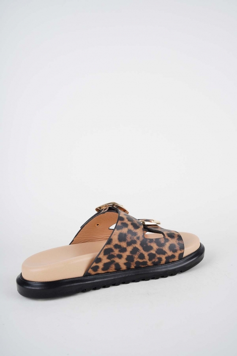 Hakiki Deri Leopar Kadın Düz Terlik 261162605