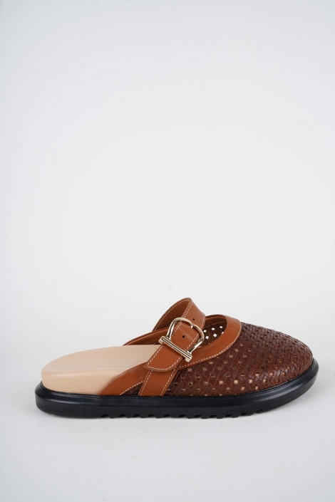 Hakiki Deri Kahve-Taba Kadın Zımbalı Sabo 261162702