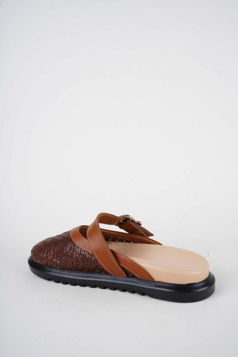 Hakiki Deri Kahve-Taba Kadın Zımbalı Sabo 261162702