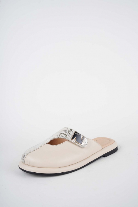 Hakiki Deri Bej Baskı-Bej Kadın Zımbalı Sabo 261162703