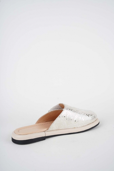 Hakiki Deri Bej Baskı-Bej Kadın Zımbalı Sabo 261162703