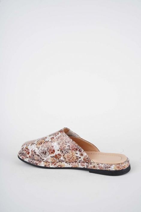 Hakiki Deri Çiçek Baskı-Taba Süet Kadın Zımbalı Sabo 261162703