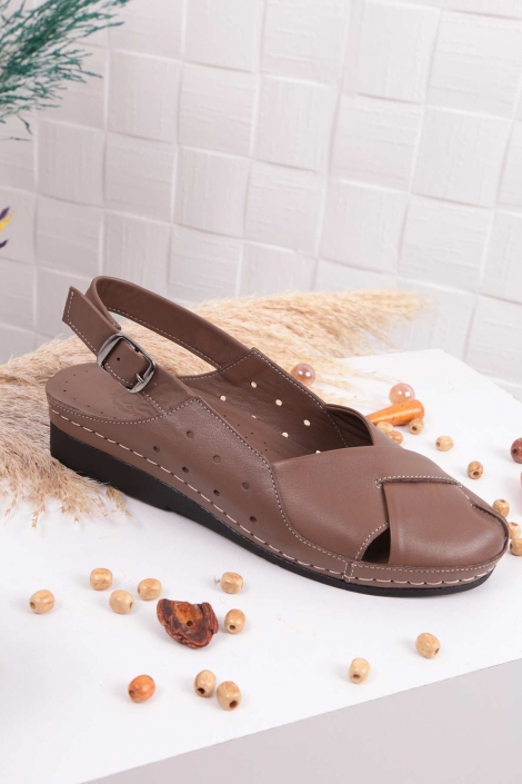 Hakiki Deri Siyah-Siyah Kroko Kadın Komfort Sandalet 211177505