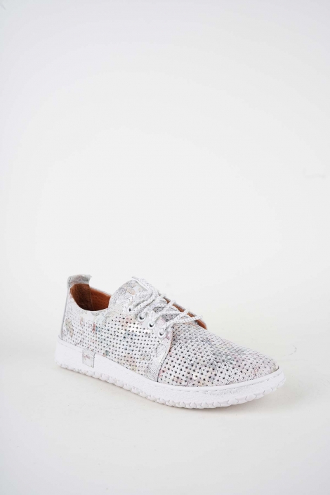 Hakiki Deri Beyaz Çiçekli Kadın Casual Ayakkabı 261186100