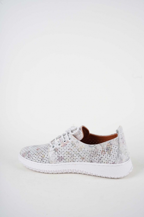 Hakiki Deri Beyaz Çiçekli Kadın Casual Ayakkabı 261186100