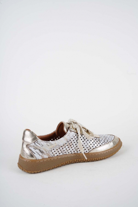 Hakiki Deri Beyaz Baskılı-Altın Kadın Casual Ayakkabı 261186101