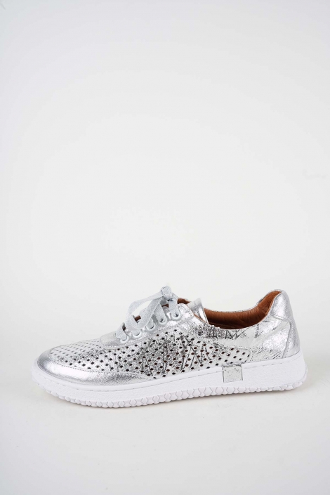 Hakiki Deri Gümüş Baskılı-Gümüş Kadın Casual Ayakkabı 261186101
