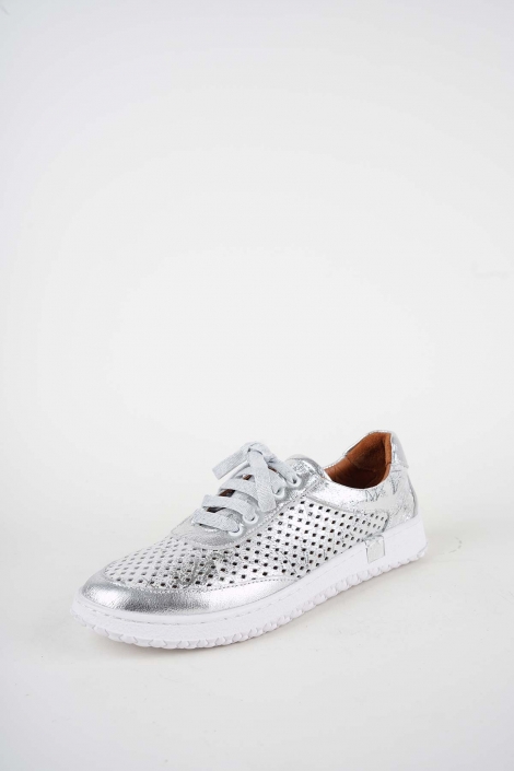 Hakiki Deri Gümüş Baskılı-Gümüş Kadın Casual Ayakkabı 261186101