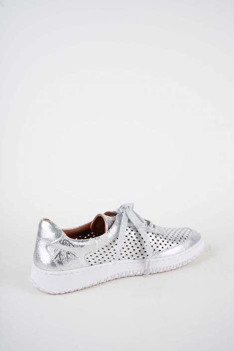 Hakiki Deri Gümüş Baskılı-Gümüş Kadın Casual Ayakkabı 261186101