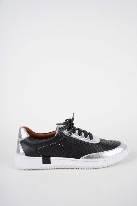 Hakiki Deri Siyah-Gümüş Kadın Casual Ayakkabı 261186101